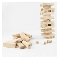 SHANGMAOYO 54 Pieces Giant Tumble Tower Blocks Game Giant Wood Stacking Game With 1 Dice Set For Adult, Kids, Family