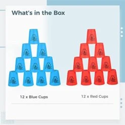 Cibolar Sport Stacking Cups, 24pcs Sports Stacking Cups Training Game For Challenge Competition Travel Party Gift For Kids And Adults, Blue+Red -BEYBLADE Sale Store 410AS3QpAFL