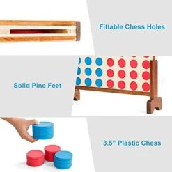 ReunionG Giant 4 In A Row Game, Four Connect Board Game Set W/Handbag, 2 Pine Legs, 3.5" Chess Piece, Wooden Frame, 4-to-Score Game Set For Family Game Night, Parties And Outdoor/Indoor Activity -BEYBLADE Sale Store 411QUZsUYeL