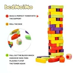 Bedmoimo 54 PCS Colorful Wooden Stacking Board Games For Kids 4-8, Tumbling Tower Blocks Building Classic Game For Kids Boys Girls Ages 3 4 5 6 7 8 Birthday Christmas Party Games -BEYBLADE Sale Store 417wRfGF0wL