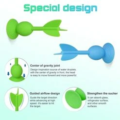 PartyGears 10 Pack Silicone Suck Darts With 1 Taget Fidget Suction Cup Sports Throwing Game Toy Sets Blue And Green, Outdoor Indoor Game Sporting -BEYBLADE Sale Store 418sRVFftKL
