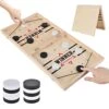 22.8" Foldable Large Fast Sling Puck Game, Slingshot Games Toy For Adults -Child,Table Desktop Battle Wooden Hockey Table Game, Family Foosball Winner Board Games Toys