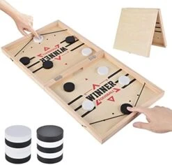 22.8" Foldable Large Fast Sling Puck Game, Slingshot Games Toy For Adults -Child,Table Desktop Battle Wooden Hockey Table Game, Family Foosball Winner Board Games Toys -BEYBLADE Sale Store 418zk3EorhL. AC