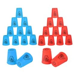 Cibolar Sport Stacking Cups, 24pcs Sports Stacking Cups Training Game For Challenge Competition Travel Party Gift For Kids And Adults, Blue+Red