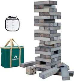 ApudArmis Giant Tumble Tower (Stack From 2Ft To Over 4.2Ft), 54 PCS Pine Wooden Stacking Timber Game With 1 Dice Set - Classic Block Giant Outdoor Game For Teens Adults Family(Brown) -BEYBLADE Sale Store 41IwQaN3QCL. AC