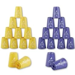 Aivalas 24PCS Stacking Cups Game, Plastic Quick Stacks Cups Set With Durable Carry Bag, Gift Idea For Competitive Stack Games Lover(Purple&Yellow)