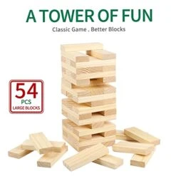 Steventoys Tumble Tower Set, 54PCS Large Timber Game With Storage Bag, Wooden Stacking Games For Kids Adults And Family, Outdoor And Indoor Play -BEYBLADE Sale Store 41PigdD33jL