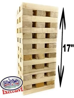 Mɑtty's Toy Stop Deluxe 51pc Giant Wood Tower Stacking Game With Storage Bag (Starts 17" Tall) -BEYBLADE Sale Store 41TJfQC1PYS