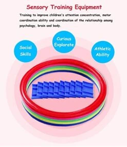 Jooley Hopscotch Ring Game-10 Set With 1 Premium Sandbag, Multi-Colored 10 Hoops And 15 Connectors For Girls And Boys Outdoor Play At The Park Or Indoor -BEYBLADE Sale Store 41VOEsIfrhL