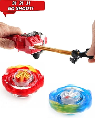 Desamvap Bey Battling Tops Burst Power Custom Sword Launcher, B-200 Xiphoid Xcalibur Bey Launcher LR Left Right Spin DB Layer System Compatible With All Bey Burst Series (Red) 4 Desamvap Bey Battling Tops Burst Power Custom Sword Launcher, B-200 Xiphoid Xcalibur Bey Launcher LR Left Right Spin DB Layer System Compatible With All Bey Burst Series (Red) - Image 2