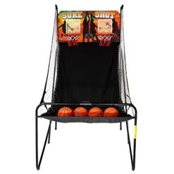 Hathaway Sure Shot Dual Electronic Basketball Arcade Game With Electronic Digital Scoring And Timer, Easy Folding For Storage, 4 Balls And 2 Nets, Black/Orange -BEYBLADE Sale Store 41XrXXbwv0L