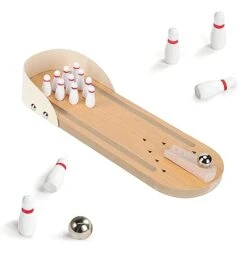 YEmirth Table Top Mini Bowling Game Set,Tabletop Wooden Board Mini Desktop Tiny Bowling Shooting Alley Office Desk Stress Relief Gadgets Small Finger Toys Fun Gag Gifts For Men Adults Kids Teens Boys