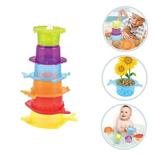 Totority 5 Sets Intelligent Toddler Bathing Cups Beach Educational Bathtub Sand Cartoon Stacking Kids Children Cup Baby Bath Plaything Toy Lovely 4 Totority 5 Sets Intelligent Toddler Bathing Cups Beach Educational Bathtub Sand Cartoon Stacking Kids Children Cup Baby Bath Plaything Toy Lovely - Image 2