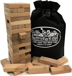 Matty's Toy Stop Wooden Tower Deluxe Stacking Game With Exclusive Storage Bag