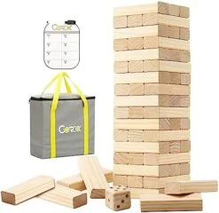 GOROCK Giant Tumble Tower, Stacking Timber With Scoreboard | Dice | Carrying Bag, 57 PCS Wooden Block Building Game For Kids Adults Family(Stacks Up To 4.2 FT) -BEYBLADE Sale Store 41gpgEZDZrL. AC