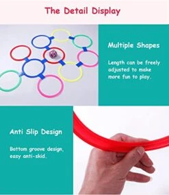 Jooley Hopscotch Ring Game-10 Set With 1 Premium Sandbag, Multi-Colored 10 Hoops And 15 Connectors For Girls And Boys Outdoor Play At The Park Or Indoor -BEYBLADE Sale Store 41m6Zu8B8cL