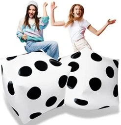 2 Pcs 20 Inch Jumbo Inflatable Dice,Giant Inflatable Dice,Large Inflatable Dice Toy For Indoor Outdoor Broad Game,Pool Party,Ludo,White And Black -BEYBLADE Sale Store 41pRnkYh5pL. AC