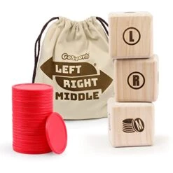 GoSports Left Right Middle Giant Dice Game - 3.5" For Indoor/Outdoor Play - Foam Or Wood Dice