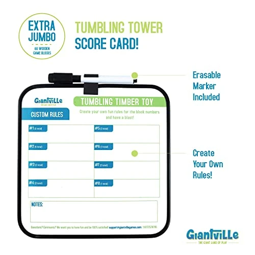 Giantville Giant Tumbling Timber Toy + Storage Crate/Platform - 60-Pc Jumbo Wooden Blocks Board/Floor Game For Kids And Adults - Premium Pine Wood, Life Size - Grows To Over 5-feet Tall While Playing 7 Giantville Giant Tumbling Timber Toy + Storage Crate/Platform - 60-Pc Jumbo Wooden Blocks Board/Floor Game For Kids And Adults - Premium Pine Wood, Life Size - Grows To Over 5-feet Tall While Playing - Image 5