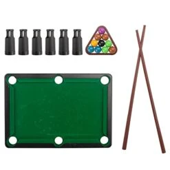 Mini Pool Table Set Portable Small Tabletop Billiards Game With 2 Sticks, 16 Balls And Triangle For Travel Party -BEYBLADE Sale Store 41rMaQL6YFL