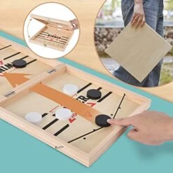 22.8" Foldable Large Fast Sling Puck Game, Slingshot Games Toy For Adults -Child,Table Desktop Battle Wooden Hockey Table Game, Family Foosball Winner Board Games Toys -BEYBLADE Sale Store 511rFmiu5KL