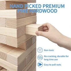 PetGirl Giant Tumble Tower, Pine Wooden Topple Game Classic Block Stacking For Kids Adults Family, 54 PCS -BEYBLADE Sale Store 5122aWtZWNL
