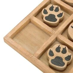 NIKKY HOME Cabin Tic Tac Toe Wood Game Rustic Coffee Table Decor Cute Bear Paw Decorative Wooden Board Travel Game For Kids Family -BEYBLADE Sale Store 514B5P336PL