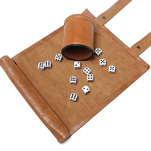 Dice Mat With Storage, 2 In 1 PVC Leather Dice Rolling Tray, Portable DND Dice Game Accessory, Brown 5 Dice Mat With Storage, 2 In 1 PVC Leather Dice Rolling Tray, Portable DND Dice Game Accessory, Brown - Image 3