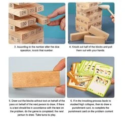 Alomejor Wood Block Stacking Game Exercise Socialization With Stacking High Domino Modeling Enhance The Ability Super Fun For Family Gatherings Parties And Daily Backyard Fun -BEYBLADE Sale Store 515tJ1zimEL