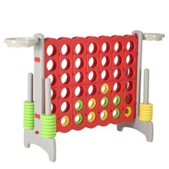 Giant 4-in-a-Row Connect Game Basketball Activity Outdoor Floor Game For Kids Teenages Adults Indoor Family Fun Board Games, Red/Grey
