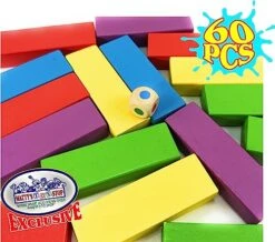 Matty's Mix-Up 60pc Large Colorful Wooden Tumble Tower Deluxe Stacking Game With Storage Bag -BEYBLADE Sale Store 519KZ22QJDL