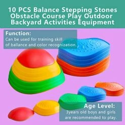 MEANHDAG 10 PCS Balance Stepping Stones For Kids, Obstacle Course Play Outdoor Backyard Activities Equipment Helps Build Children's Coordination And Confidence, Non-Slip Surface And Edging -BEYBLADE Sale Store 51BNb0Cy1LL