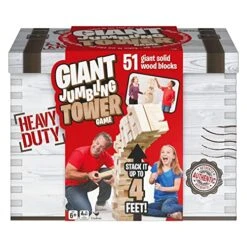 Spin Master Games Giant Jumbling Tower Party Game With 51 Wood Blocks, For Families And Kids Ages 6 And Up, Multicolor, (6058969)