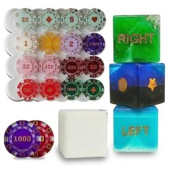 Resin Dice Molds + Chips Silicone Molds For Epoxy，Left Right Center Dice Game Resin Molds，Chips And 3D Dice Resin Silicone Molds Set，LCR Game Dice Chips Mold Kit，Handmade Craft Tool Game Lovers Gifts