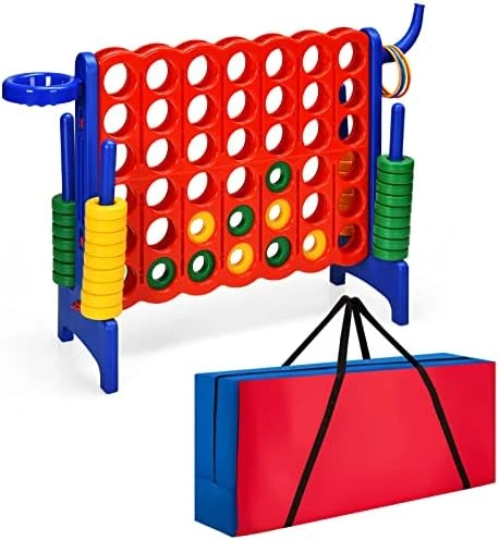 COSTWAY Jumbo 4-to-Score Giant Game Set For Kids & Adults, 2.5Ft Indoor Outdoor Game With Basketball Hoop, Ring Game, 42 Jumbo Rings, Quick-Release Slider, Perfect For Birth & Holiday Party 12 COSTWAY Jumbo 4-to-Score Giant Game Set For Kids & Adults, 2.5Ft Indoor Outdoor Game With Basketball Hoop, Ring Game, 42 Jumbo Rings, Quick-Release Slider, Perfect For Birth & Holiday Party - Image 10