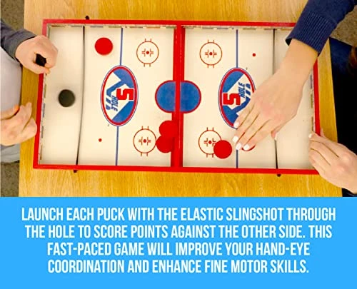 Regal Games - 5 Hole - Fun, Fast Family-Friendly Finger Hockey Puck Game - Includes 1 Gameboard, 5 Red Pucks, 5 Black Pucks - Ideal For 2 Players Ages 6+ 6 Regal Games - 5 Hole - Fun, Fast Family-Friendly Finger Hockey Puck Game - Includes 1 Gameboard, 5 Red Pucks, 5 Black Pucks - Ideal For 2 Players Ages 6+ - Image 4