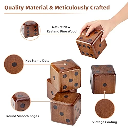 SpexDarxs Giant Yard Dice Set, 3.5’’ Large Wooden Dice Set With Scoreboard & Carrying Bag,Indoor & Outdoor Backyard Lawn Game For Teenage Adult And Family 3 SpexDarxs Giant Yard Dice Set, 3.5’’ Large Wooden Dice Set With Scoreboard & Carrying Bag,Indoor & Outdoor Backyard Lawn Game For Teenage Adult And Family