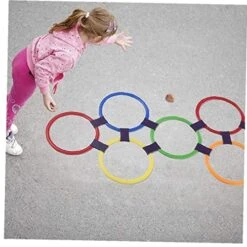 Lipfer Hopscotch Ring Game Toys 10 Multi-Colored Plastic Rings And 9 Connectors For Indoor Or Outdoor Use-Fun Play Set For Girls And Boys -BEYBLADE Sale Store 51FIRnGsb3L