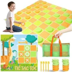 SevenQ Games For Family Fun 2-in-1 Giant Checkers Board Game & Tic Tac Toe Game With 24 Big Foam Discs-Washable Mat And Mesh Storage Bag-Ideal For Yard And Family Gatherings -BEYBLADE Sale Store 51HjTG7fJpL. AC