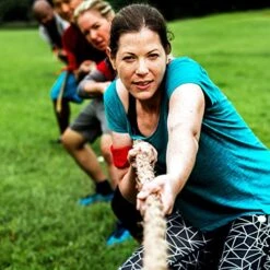 BLUE PANDA 50 Foot Tug Of War Rope With Flag For Outdoor Games, Field Day, Summer Camp, Family Reunion, Team Building Activities (Brown) -BEYBLADE Sale Store 51ILa7Ug4KL