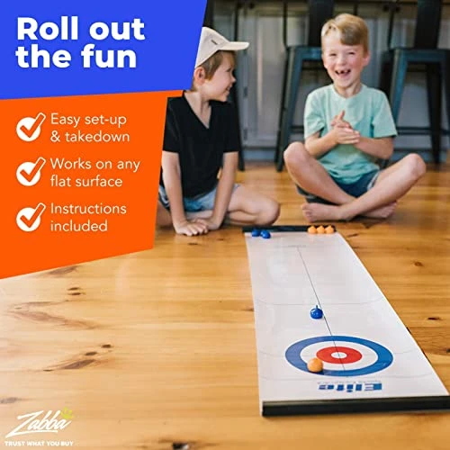 Elite Sportz Equipment Curling Game - Tabletop Games For Adults, Kids & Families - 4 Ft X 1 Ft Mat For Indoor Fun W/Bonus Travel Bag - Ages 6 & Up 6 Elite Sportz Equipment Curling Game - Tabletop Games For Adults, Kids & Families - 4 Ft X 1 Ft Mat For Indoor Fun W/Bonus Travel Bag - Ages 6 & Up - Image 4