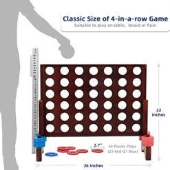 SpeedArmis Giant Wooden 4 In A Row Game - Fun Indoor And Outdoor Board Game For Teens And Adults - Includes 42 Pcs Chips And Carrying Bag -BEYBLADE Sale Store 51M2IXmQXUL