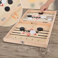 22.8" Foldable Large Fast Sling Puck Game, Slingshot Games Toy For Adults -Child,Table Desktop Battle Wooden Hockey Table Game, Family Foosball Winner Board Games Toys -BEYBLADE Sale Store 51NJV7bhQ6L
