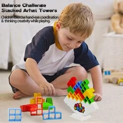 T'PUPU Tetra Tower Balancing Stacking Toys,Board Games For Kids & Adults,Tetris Balance Game Building Blocks,Perfect For Family Games, Parties, Travel -BEYBLADE Sale Store 51O8MZKLBpL