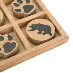 NIKKY HOME Cabin Tic Tac Toe Wood Game Rustic Coffee Table Decor Cute Bear Paw Decorative Wooden Board Travel Game For Kids Family -BEYBLADE Sale Store 51P2EvzF0HL