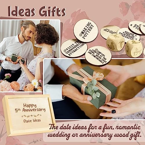1DFAUL 5 Year Anniversary Wood Gift For Him Her, 5th Gifts Anniversary For Wife, Wooden Gifts For 5 Year Marriage Anniversary, Fifth Wedding Anniversary For Couple, Couples Ideas & Dice Box (5 Year) 6 1DFAUL 5 Year Anniversary Wood Gift For Him Her, 5th Gifts Anniversary For Wife, Wooden Gifts For 5 Year Marriage Anniversary, Fifth Wedding Anniversary For Couple, Couples Ideas & Dice Box (5 Year) - Image 4