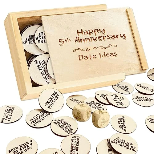 1DFAUL 5 Year Anniversary Wood Gift For Him Her, 5th Gifts Anniversary For Wife, Wooden Gifts For 5 Year Marriage Anniversary, Fifth Wedding Anniversary For Couple, Couples Ideas & Dice Box (5 Year) 3 1DFAUL 5 Year Anniversary Wood Gift For Him Her, 5th Gifts Anniversary For Wife, Wooden Gifts For 5 Year Marriage Anniversary, Fifth Wedding Anniversary For Couple, Couples Ideas & Dice Box (5 Year)
