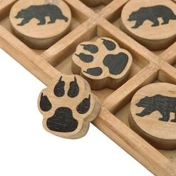NIKKY HOME Cabin Tic Tac Toe Wood Game Rustic Coffee Table Decor Cute Bear Paw Decorative Wooden Board Travel Game For Kids Family -BEYBLADE Sale Store 51SwkXicJvL