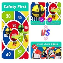 Dart Board For Kids,12 Sticky Balls,1 Toy Gun,2 Dart Bullets Set,Kids Toys Gifts For 3 4 5 6 7 8 9 10 11 12 Year Old Boys And Girls Safe Indoor Outdoor Outside Party Sports Games For Ages 3+ Boy Girl -BEYBLADE Sale Store 51Y1h0GRwkL
