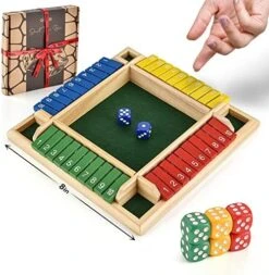 Wooden Shut The Box – Indoor Dice Game – Ideal For 2-4 Players – Great Family Game – Colorful Design - Comfortable Felt – Smart Math Game For Kids – Fun Learning Board Game - Nice Gift Packaging -BEYBLADE Sale Store 51YW4KDcRdL. AC